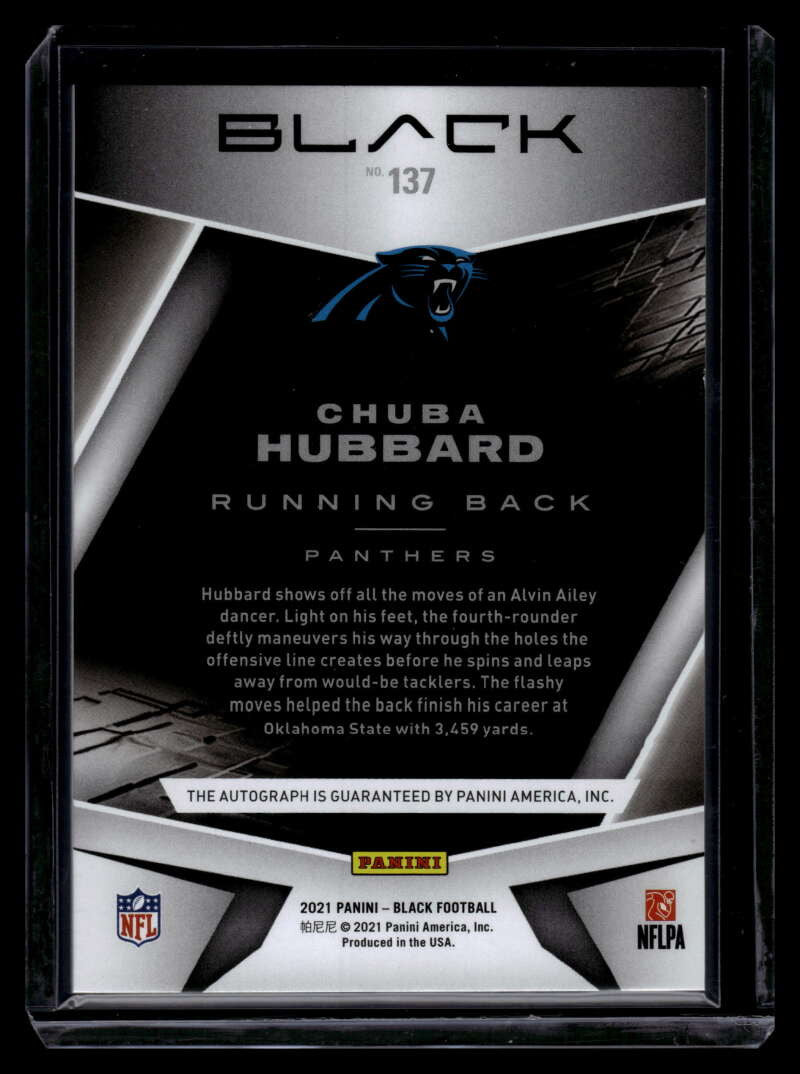 2021 Panini Black Rookie Autographs Copper 137 Chuba Hubbard Rookie Auto 8/25