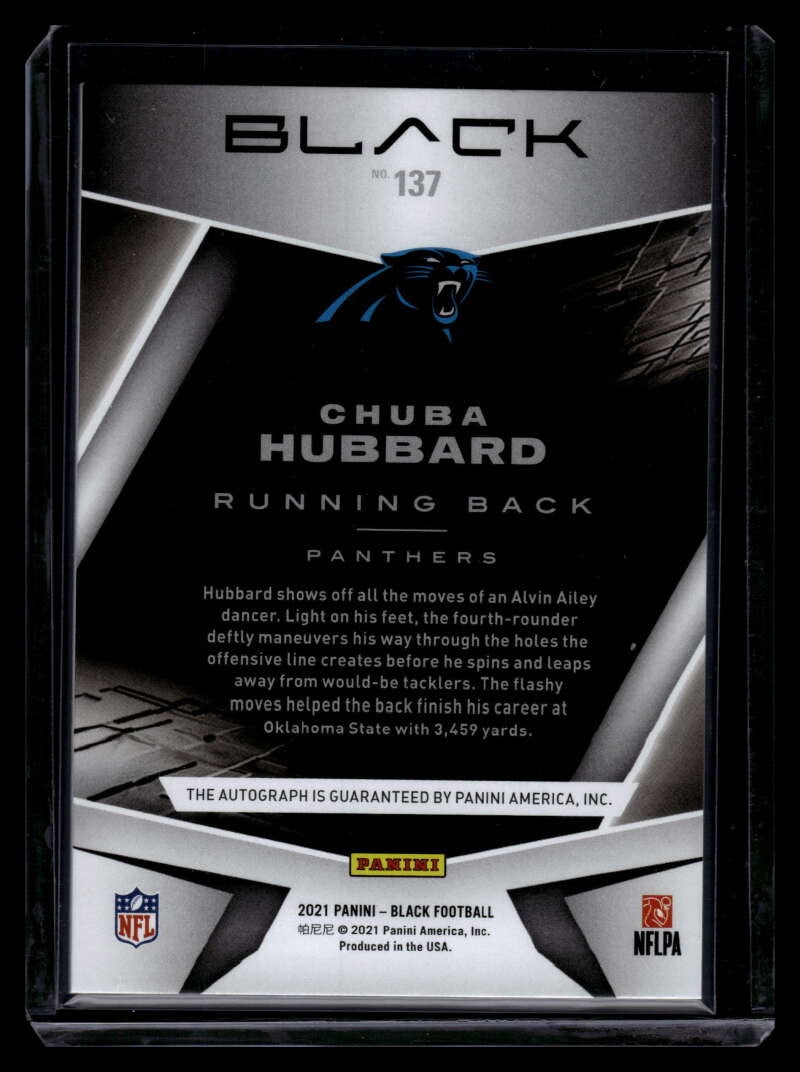 2021 Panini Black Rookie Autographs Copper 137 Chuba Hubbard Rookie Auto 22/25