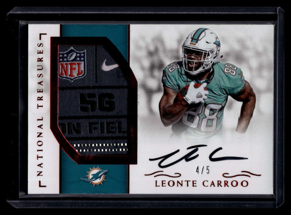 2016 Panini National Treasures Leonte Carroo Rookie Laundry Tag Patch Auto 4/5