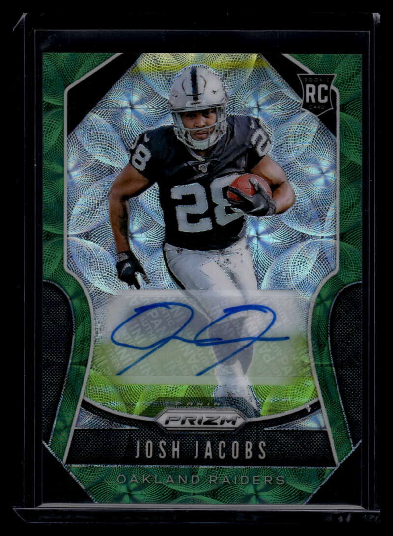 2019 Panini Prizm Autographs Prizms Green Scope Josh Jacobs Rookie Auto 67/75