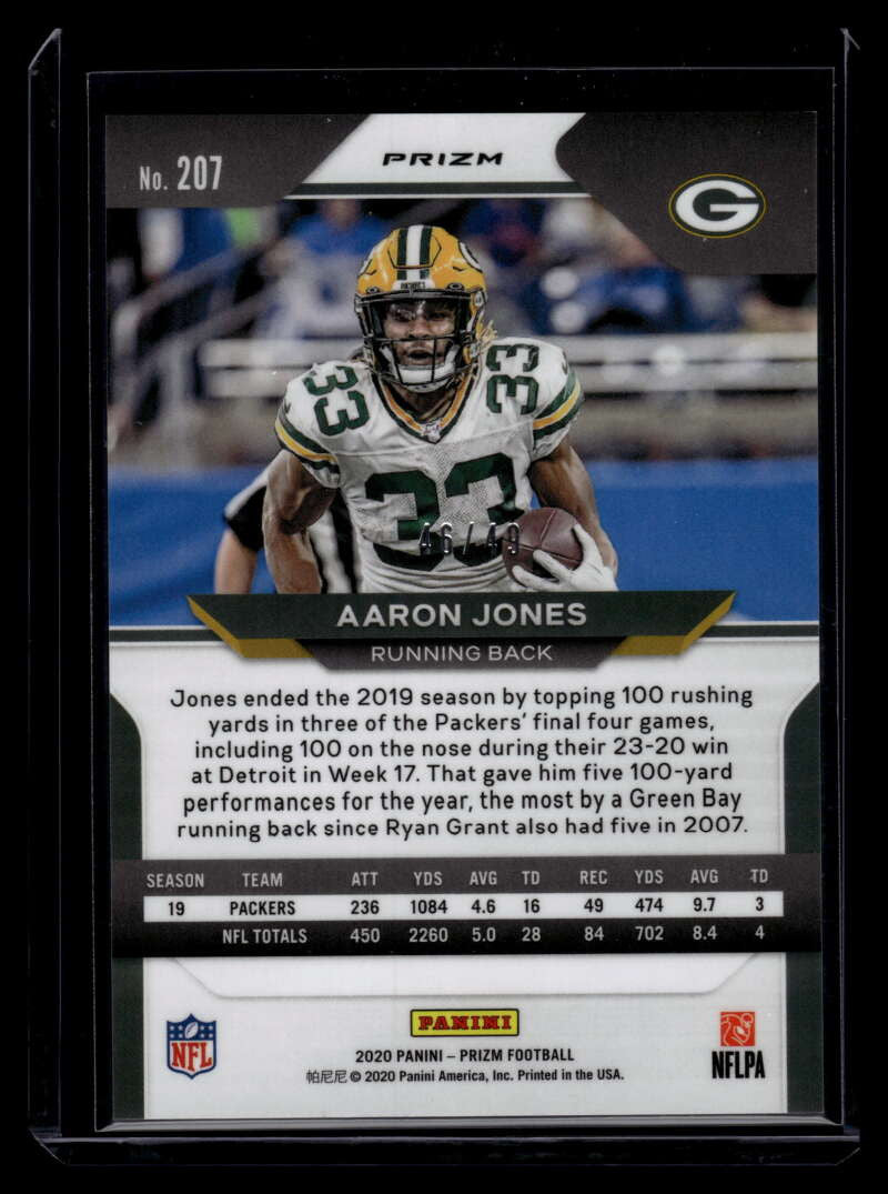 2020 Panini Prizm Prizms Purple Power Refractor 207 Aaron Jones 46/49