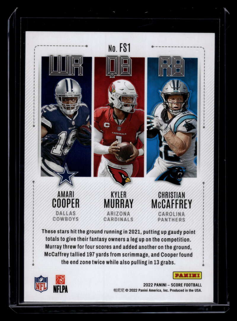 2022 Score Fantasy Stars First Down 1 Amari Cooper Kyler Murray McCaffrey 2/10