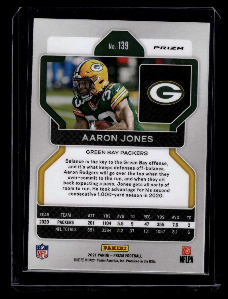 2021 Panini Prizm Prizms Black &amp; White Checker Board Refractor 139 Aaron Jones