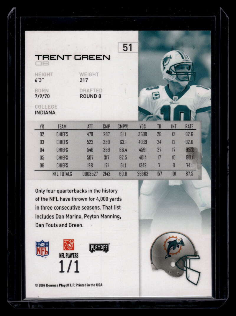2007 Playoff NFL Playoffs Platinum Metalized 51 Trent Green 1/1