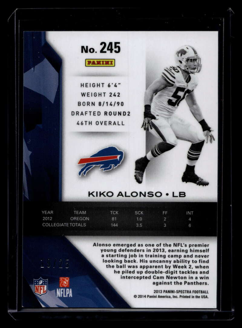 2013 Panini Spectra Red 245 Kiko Alonso Rookie 19/25