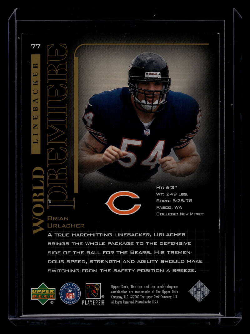 2000 Upper Deck Ovation 77 Brian Urlacher Rookie 363/2500