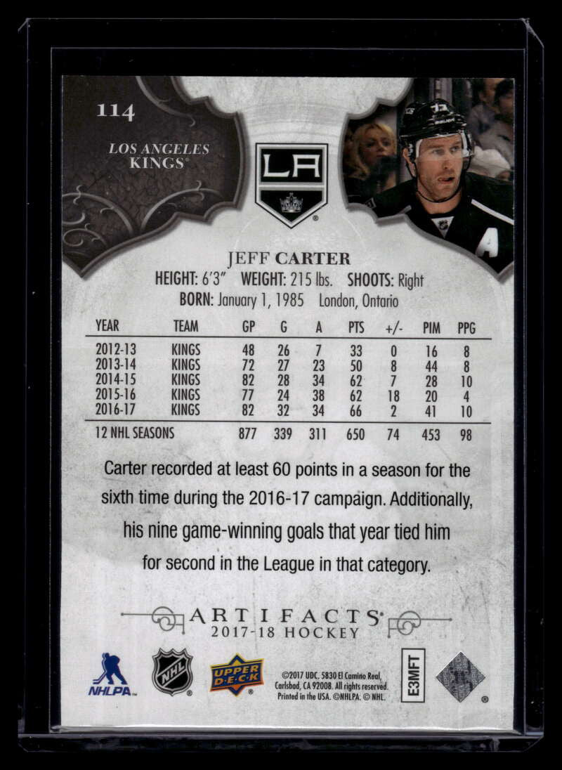 2017-18 Artifacts Purple 114 Jeff Carter S 20/20