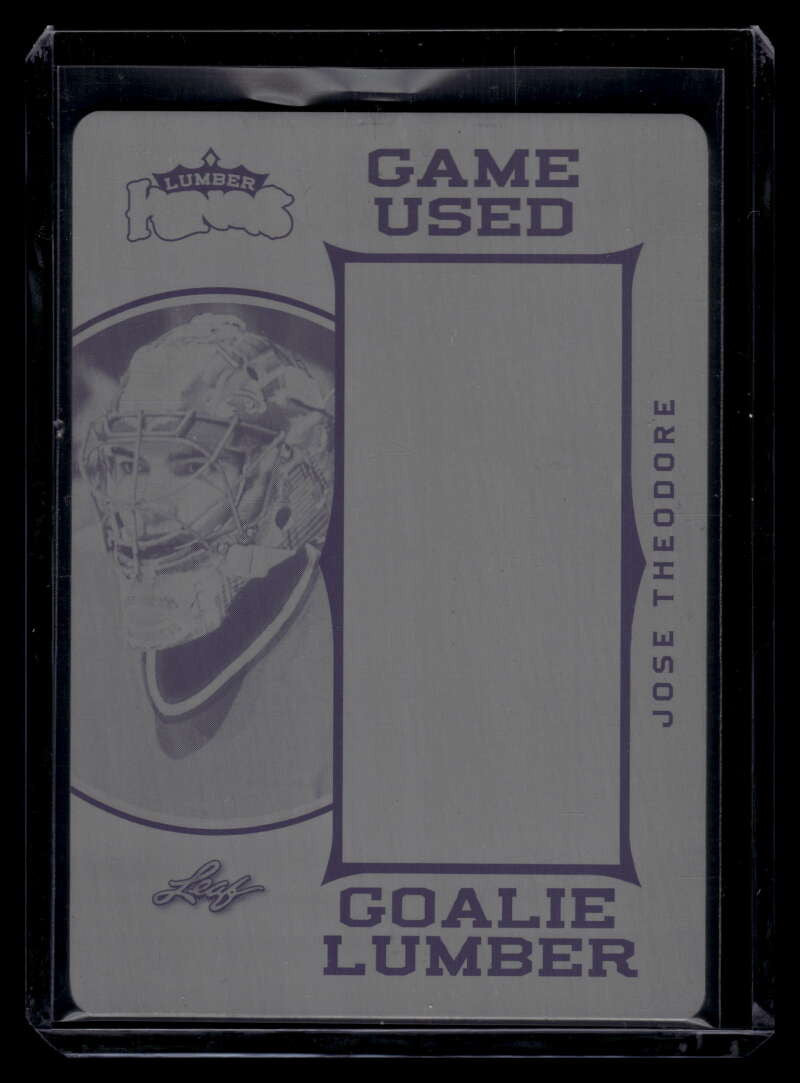 2017-18 Leaf Lumber Kings Game Used Goalie Printing Plate Jose Theodore 1/1