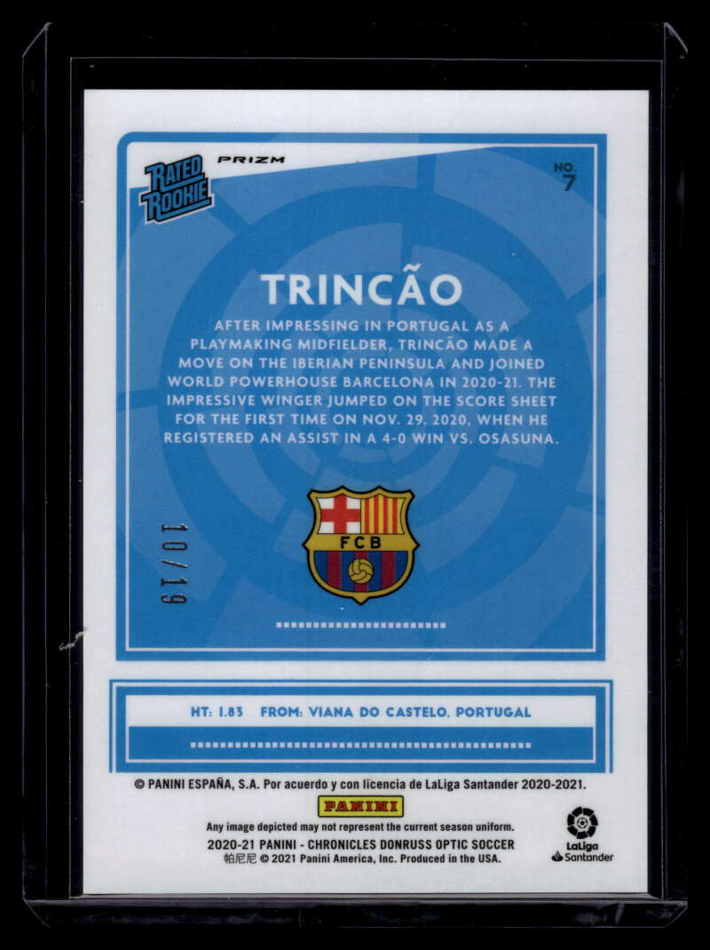 2020-21 Donruss Optic Rated Rookies La Liga Pink Wave 7 Trincao Rookie 10/19