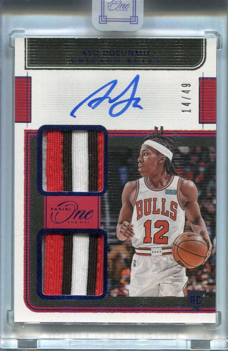 DELETE 121890 2021-22 Panini One One Autographs Blue Ayo Dosunmu Rookie Dual Patch Auto 14/49