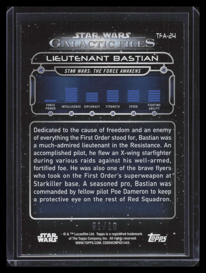 2017 Star Wars Galactic Files Reborn Gold tfa24 Lieutenant Bastian 1/10