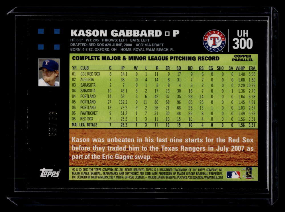 2007 Topps Update Copper 300 Kason Gabbard 33/56