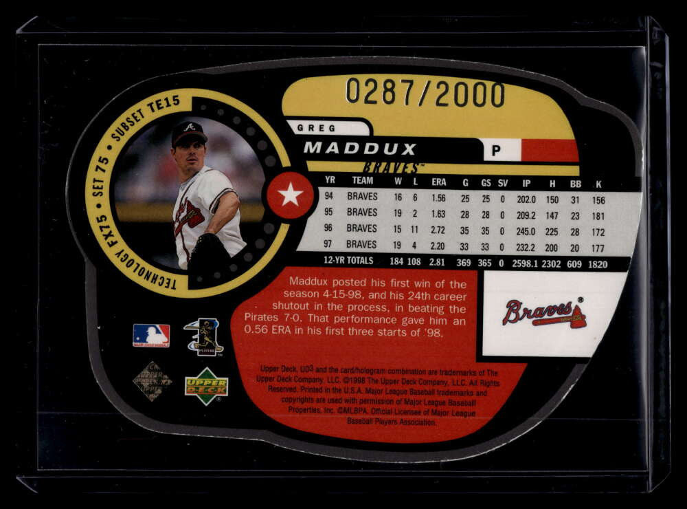 1998 UD3 Die Cuts 75 Greg Maddux EF 287/2000 The Establishment