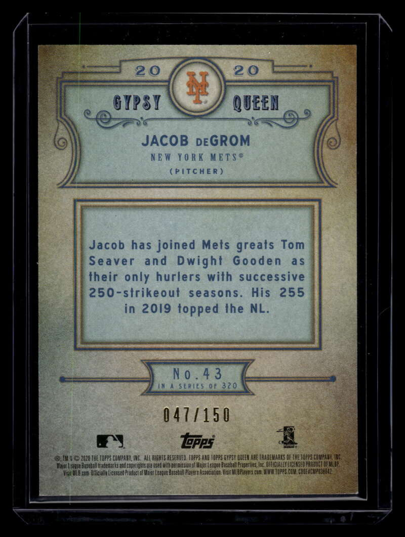 2020 Topps Gypsy Queen Blue 43 Jacob deGrom 47/150