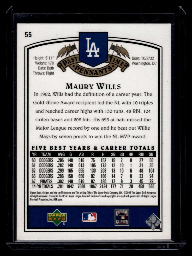 2005 UD Past Time Pennants Gold 55 Maury Wills 34/50