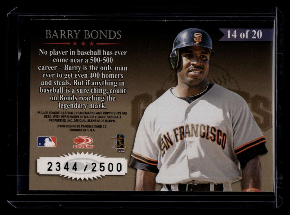 1998 Leaf Rookies &amp; Stars Great American Heroes 14 Barry Bonds 2344/2500