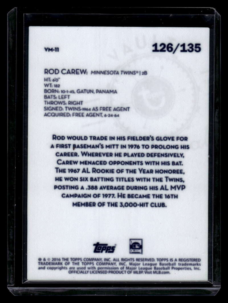 2016 Topps Legaices of Baseball Vault Metals vm11 Rod Carew 126/135