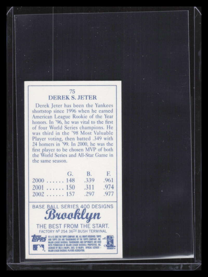 2003 Topps 205 Brooklyn 75 Derek Jeter w/o Gold Trim