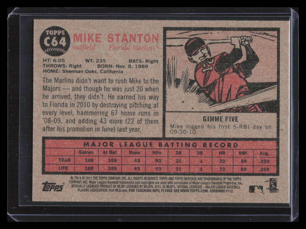2011 Topps Heritage Black c64 Mike Giancarlo Stanton