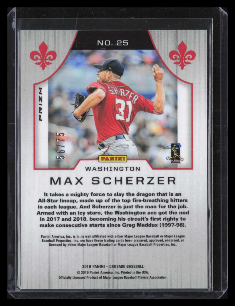 2019 Panini Crusade Purple Mojo 25 Max Scherzer 56/75