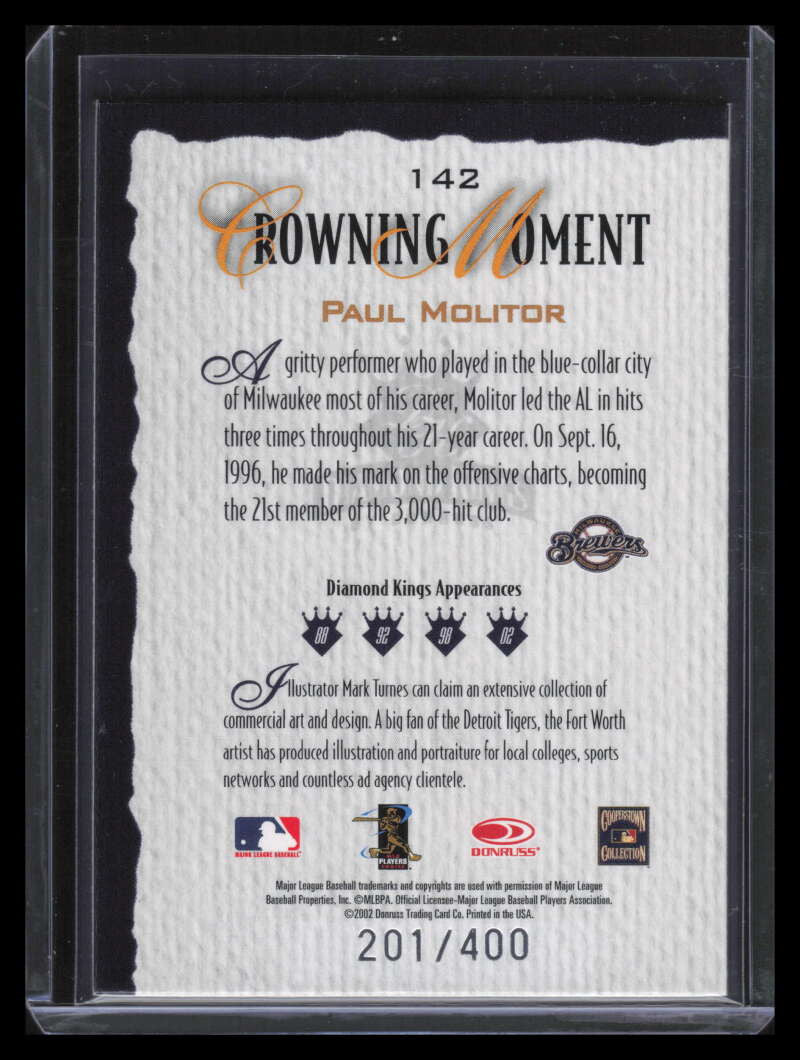 2002 Diamond Kings Silver Foil 142 Paul Molitor 201/400