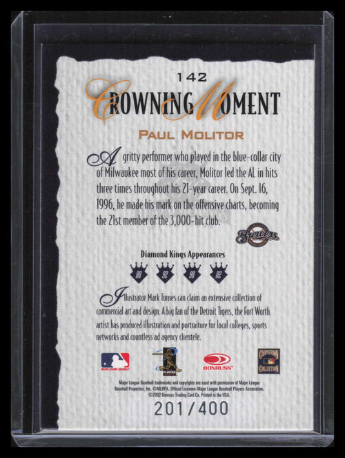 2002 Diamond Kings Silver Foil 142 Paul Molitor 201/400