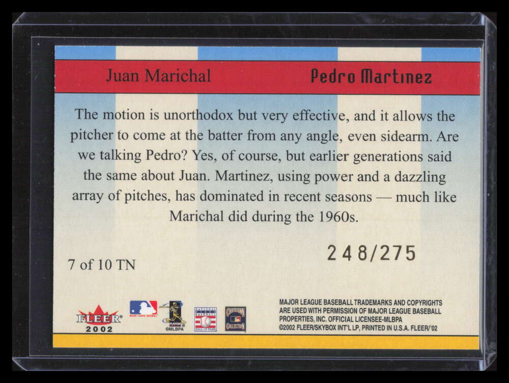 2002 Fleer Then &amp; Now 7 Juan Marichal Pedro Martinez 248/275