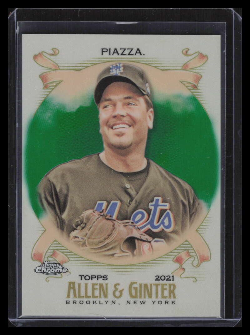 2021 Topps Allen &amp; Ginter Chrome Green Refractor 3 Mike Piazza 34/99