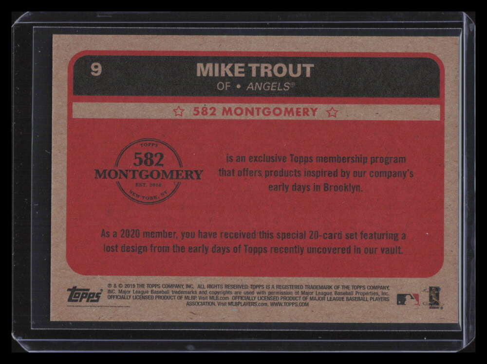 2019 Topps 582 Montgomery Club 9 Mike Trout
