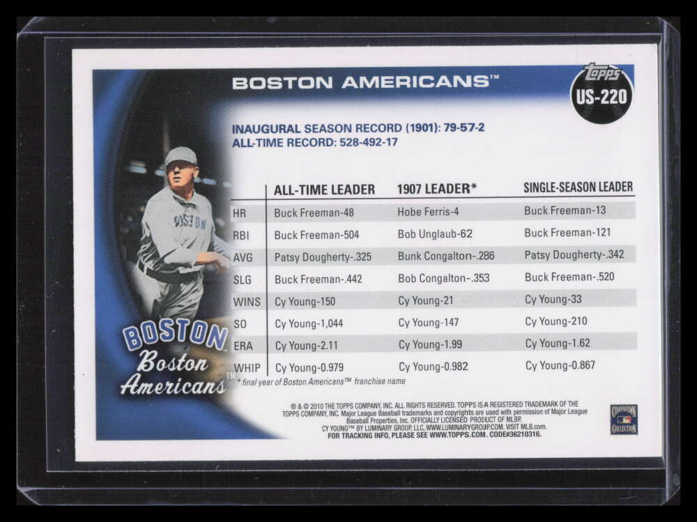 2010 Topps Update us220b Boston Americans Cy Young Photo Variation SP