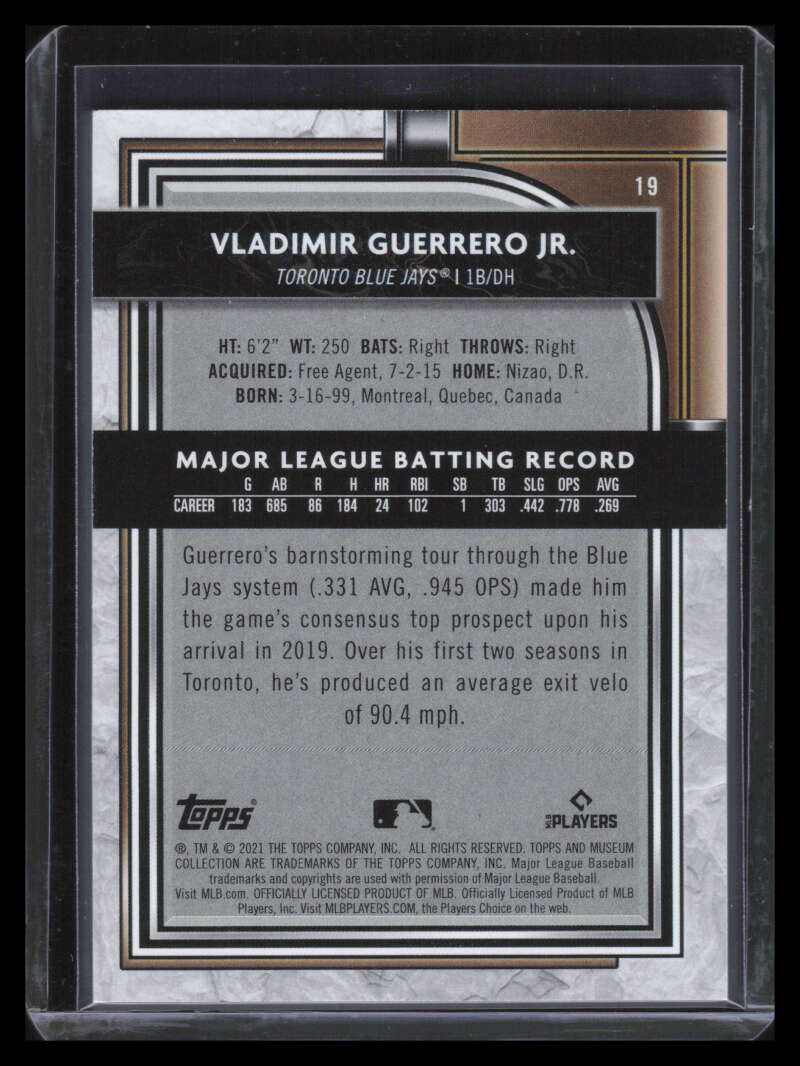 2021 Topps Museum Collection Amethyst 19 Vladimir Guerrero Jr. 52/99