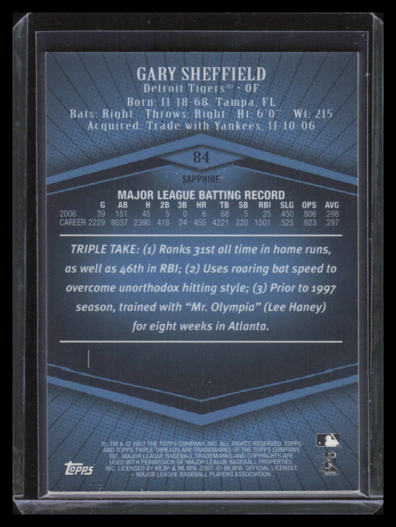 2007 Topps Triple Threads Sapphire 84 Gary Sheffield 24/25