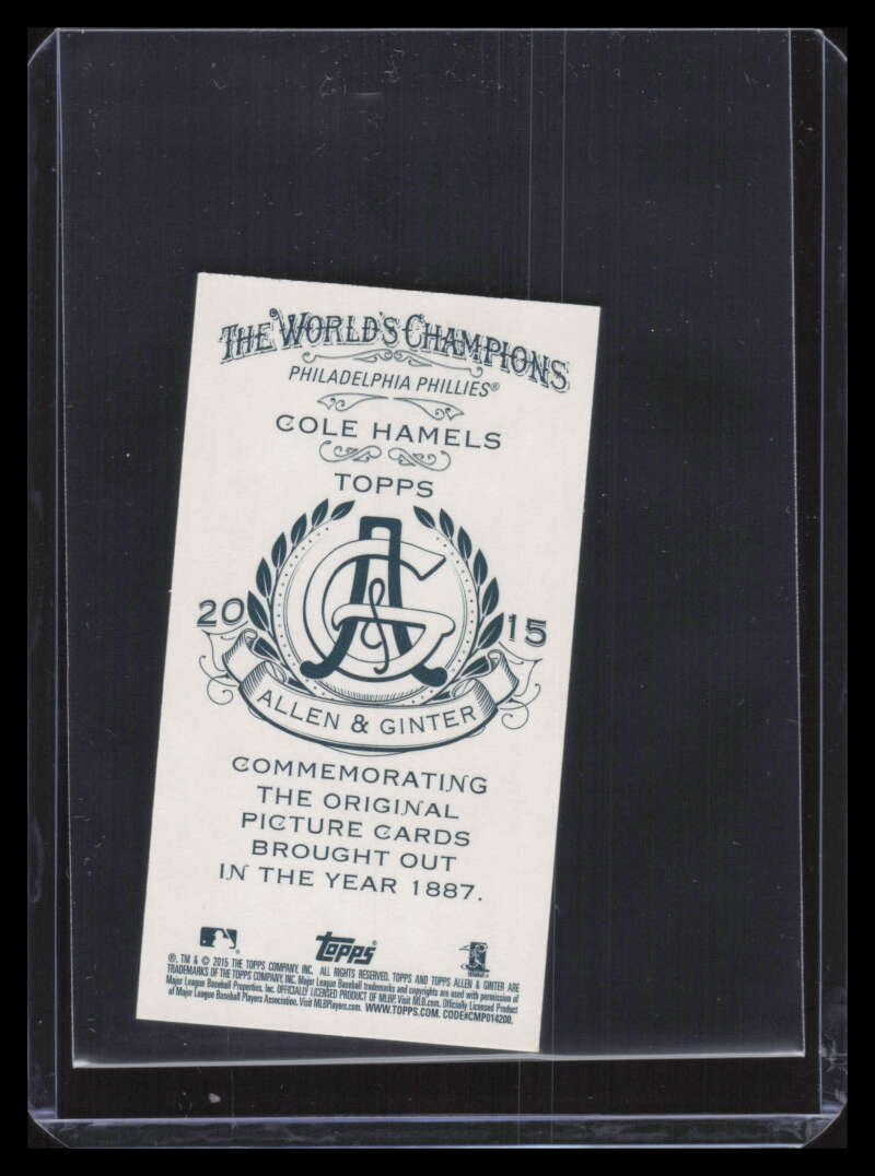 2015 Topps Allen &amp; Ginter Mini No Card Number 273 Cole Hamels /50