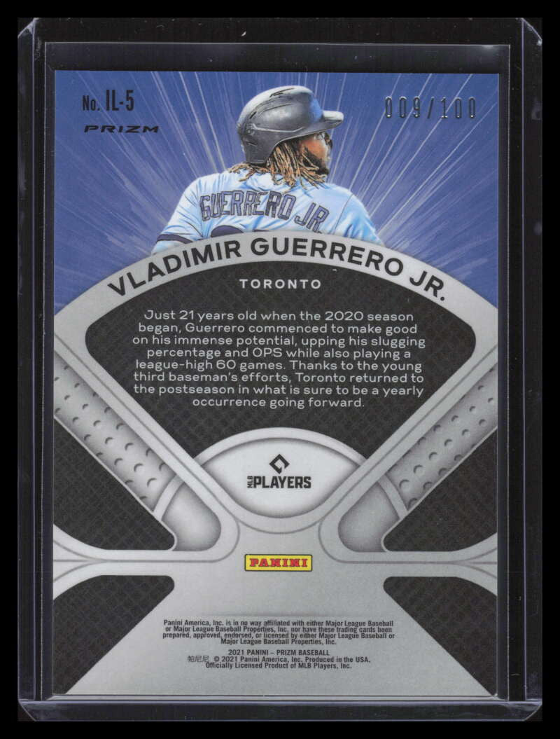 2021 Panini Prizm Illumination Prizms Neon Orange 5 Vladimir Guerrero Jr. 9/100