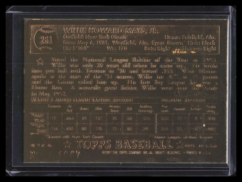 1996 Topps Gold Foil Willie Mays 1952