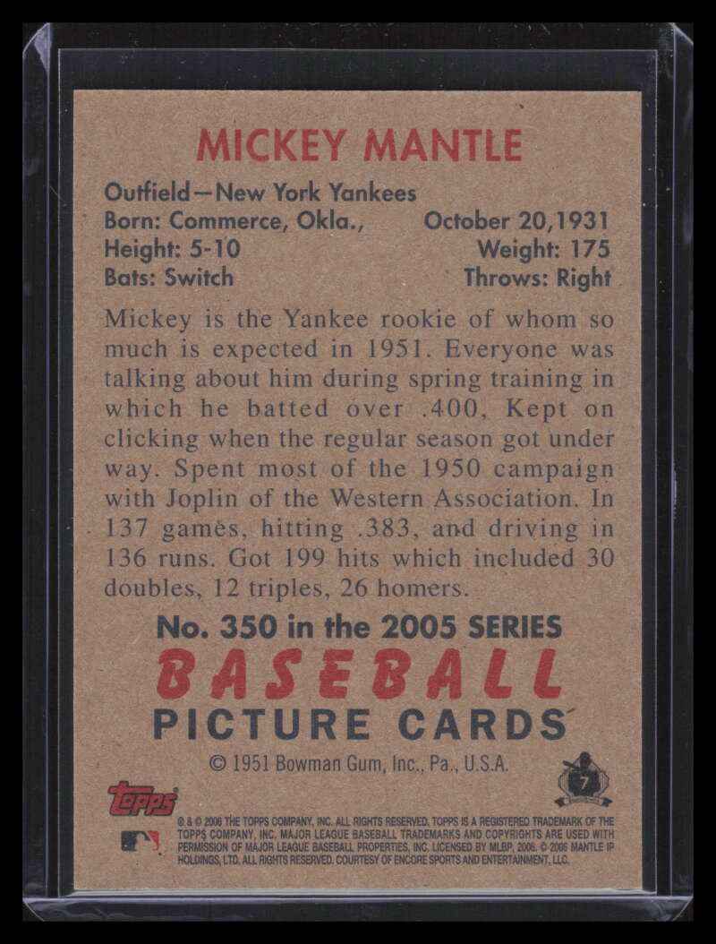 2005 Bowman Heritage 350 Mickey Mantle ID: 122574