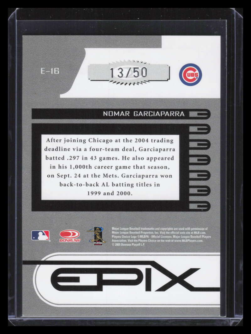 2005 Zenith Epix Red Moment 16 Nomar Garciaparra 13/50