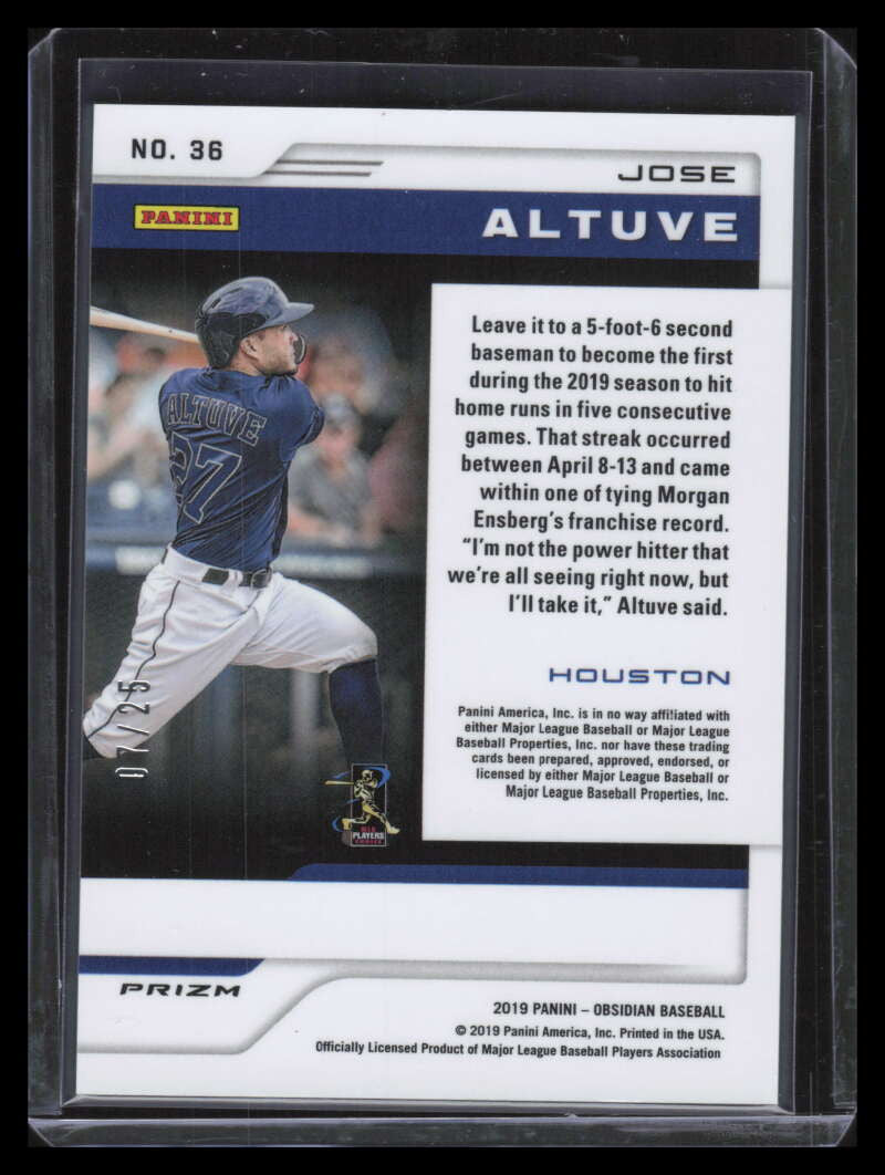 2019 Panini Obsidian Electric Etch Red 36 Jose Altuve 7/25