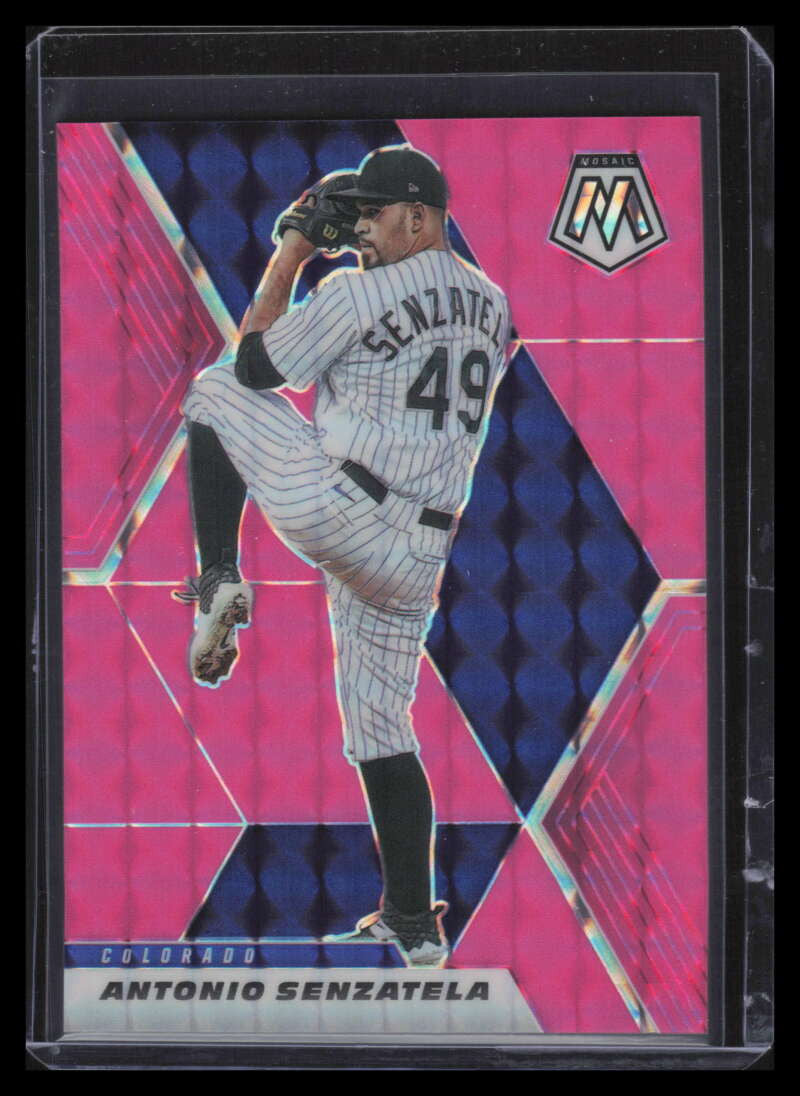 2021 Panini Mosaic Mosaic Pink Fluorescent Refractor 8 Antonio Senzatela 7/10