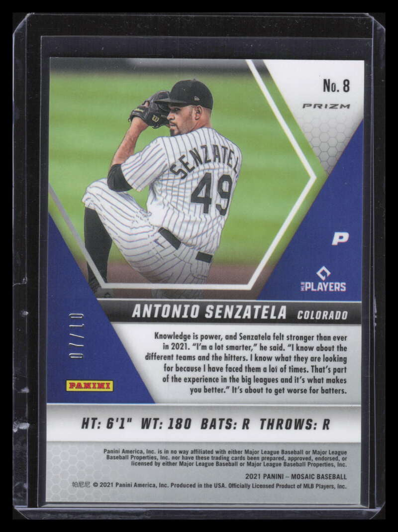 2021 Panini Mosaic Mosaic Pink Fluorescent Refractor 8 Antonio Senzatela 7/10