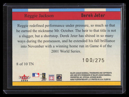 2002 Fleer Then &amp; Now 8 Reggie Jackson Derek Jeter 100/275