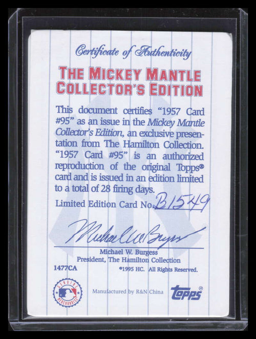 1996 Topps Mantle Hamilton Collection R &amp; N China Mickey Mantle 1957