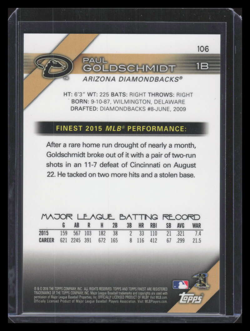 2016 Finest Refractor 106 Paul Goldschmidt SP