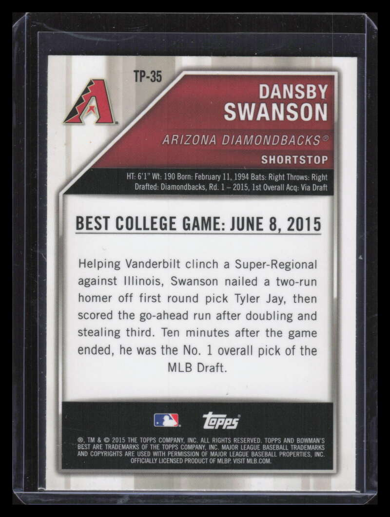 2015 Bowman's Best Prospects Blue Refractor tp35 Dansby Swanson Rookie 120/150
