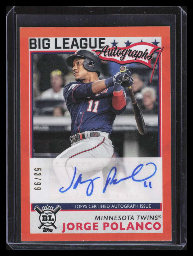 2020 Topps Big League Autographs Orange BLAJP Jorge Polanco Auto 53/99
