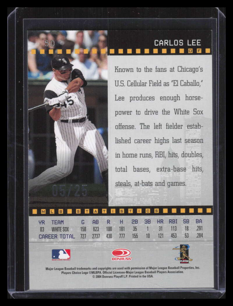 2004 Studio Private Signings Silver 50 Carlos Lee Auto 5/25