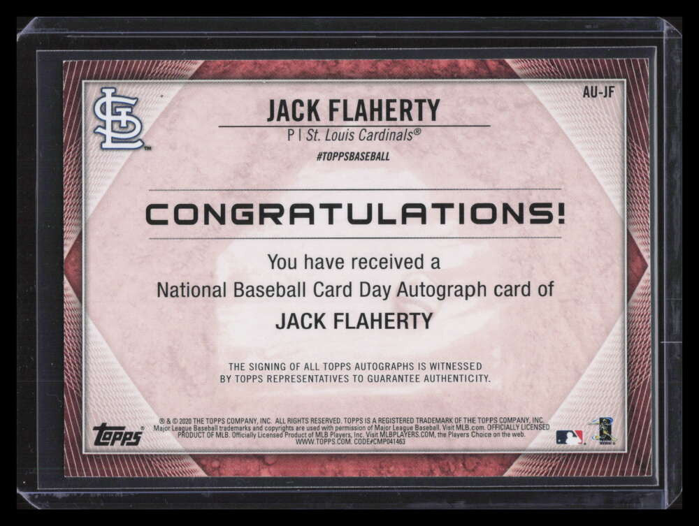 2020 Topps National Baseball Card Day Autographs AUJF Jack Flaherty Auto 249/400