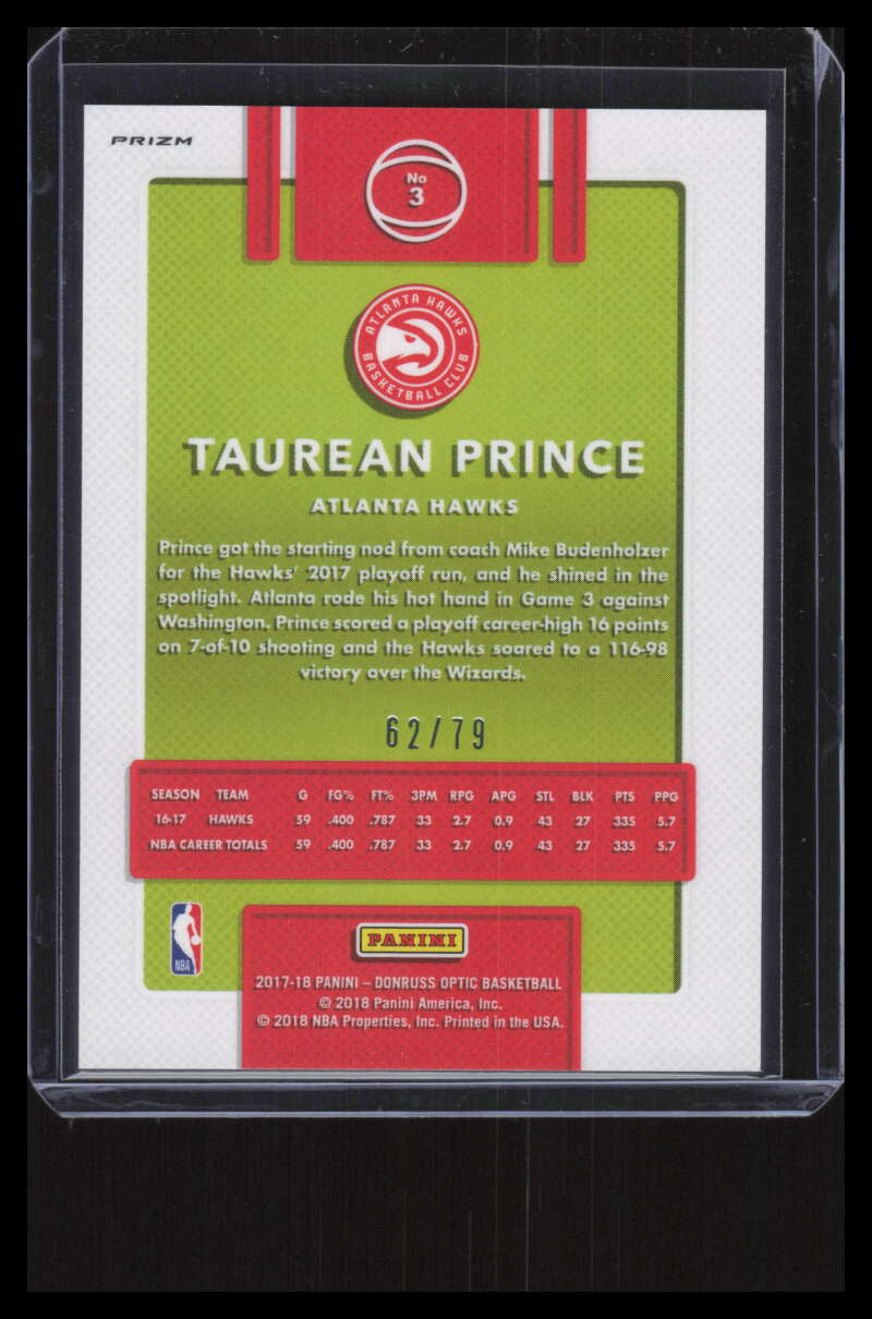 2017-18 Donruss Optic Pink Velocity Refractor 3 Taurean Prince 62/79