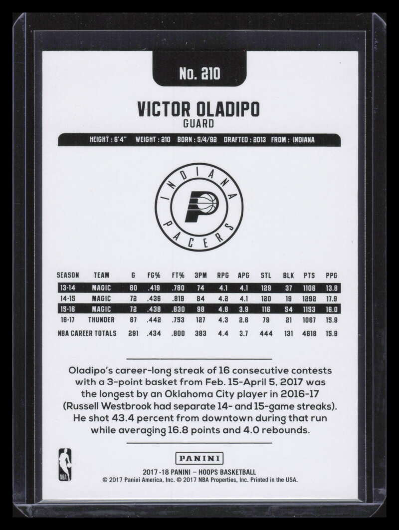 2017-18 Hoops Artist Proof 210 Victor Oladipo 18/25