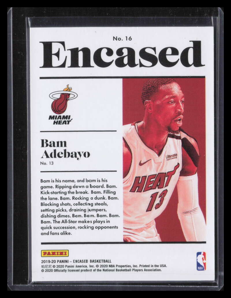 2019-20 Panini Encased Red 16 Bam Adebayo 16/25